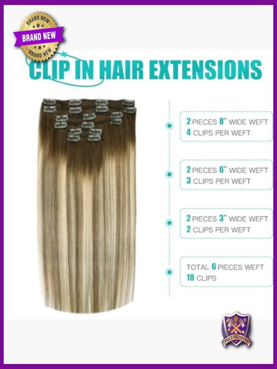 Clip in Extensions Real Human Hair 22 Inch 6pcs 120g Double Weft main image 5